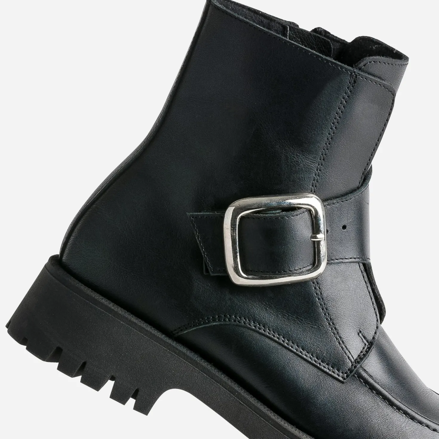 Boots TEXTO noir cuir maxi boucle