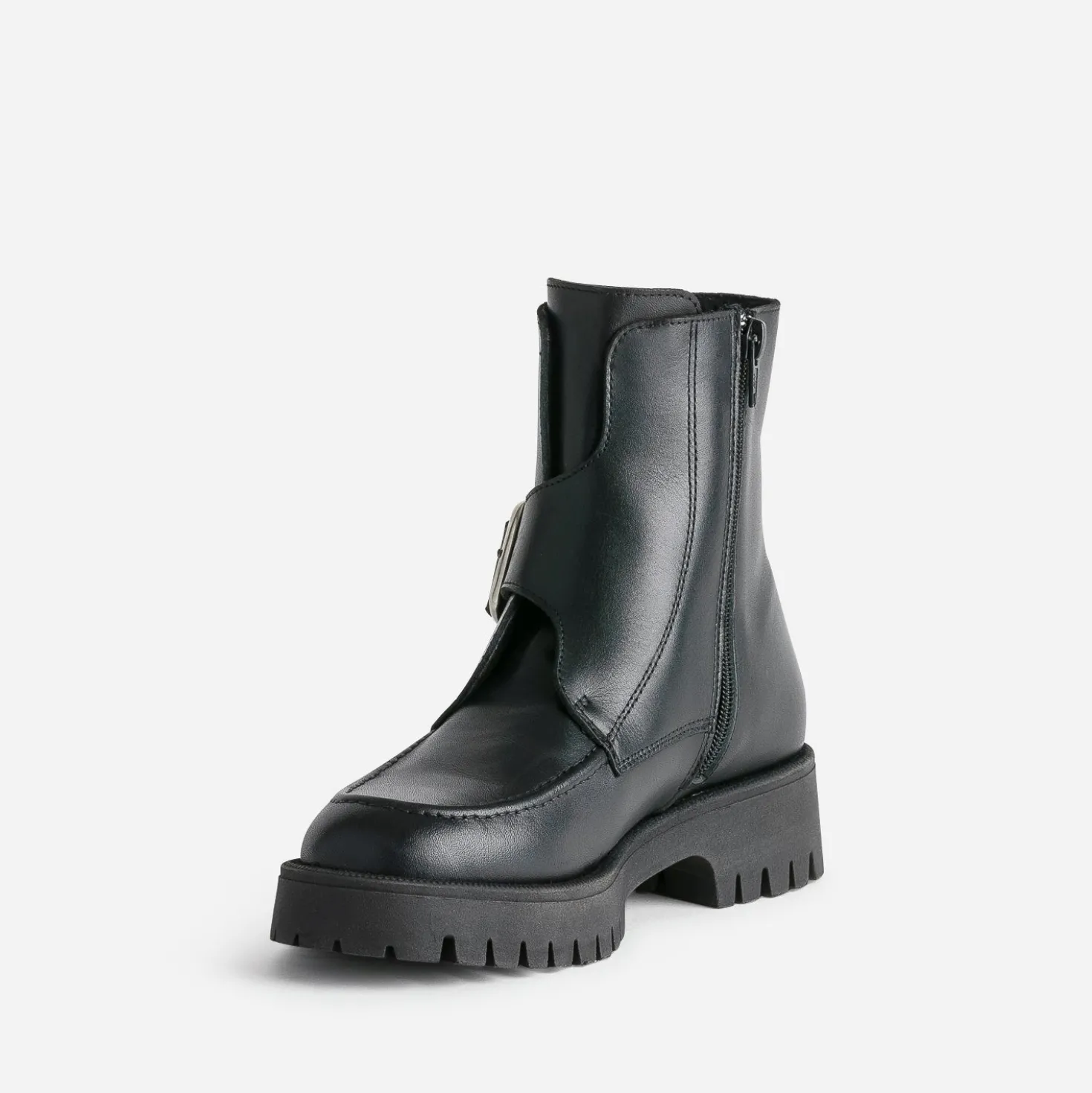 Boots TEXTO noir cuir maxi boucle