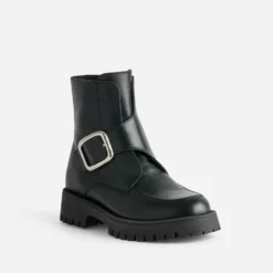 Boots TEXTO noir cuir maxi boucle