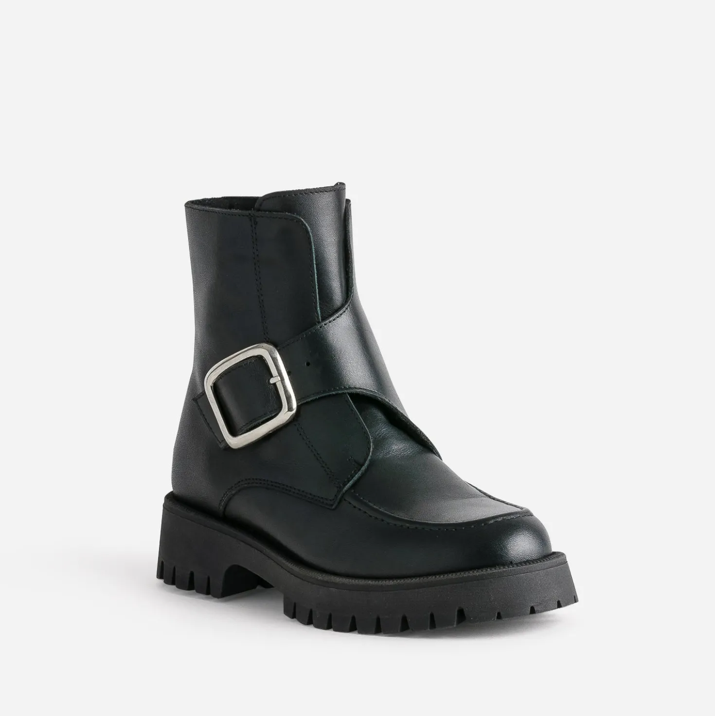 Boots TEXTO noir cuir maxi boucle