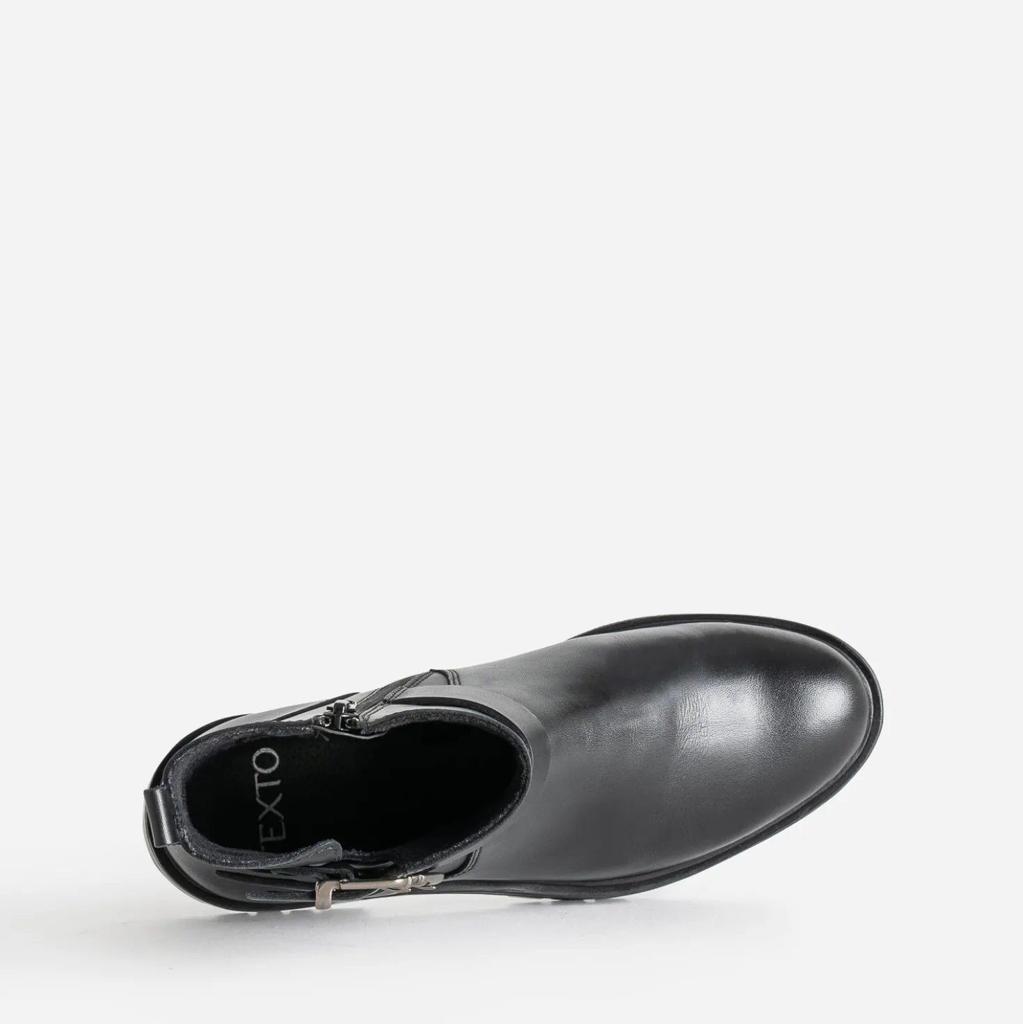 Boots TEXTO noir en cuir deux boucles
