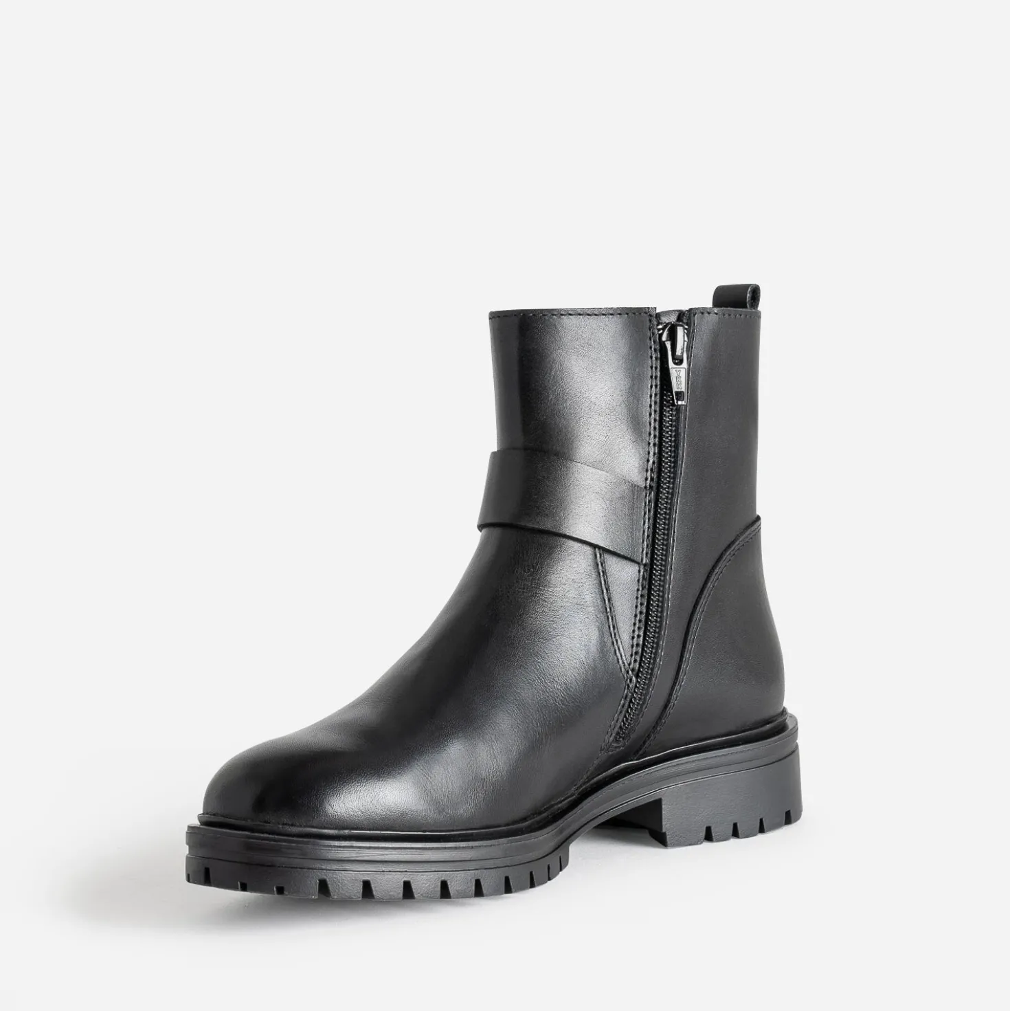 Boots TEXTO noir en cuir deux boucles