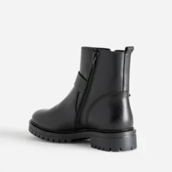 Boots TEXTO noir en cuir deux boucles