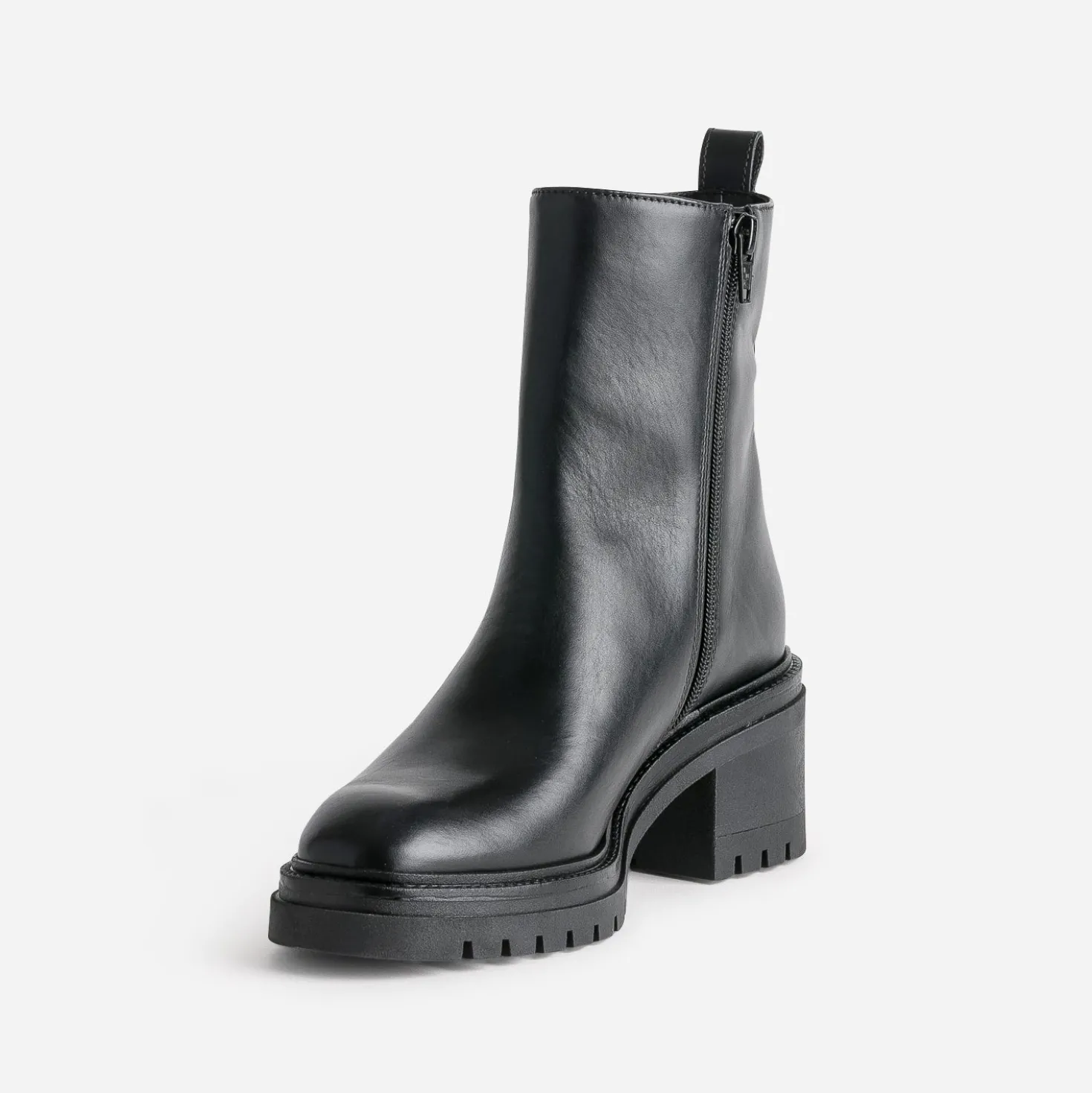 Boots TEXTO noir en cuir semelle crantée