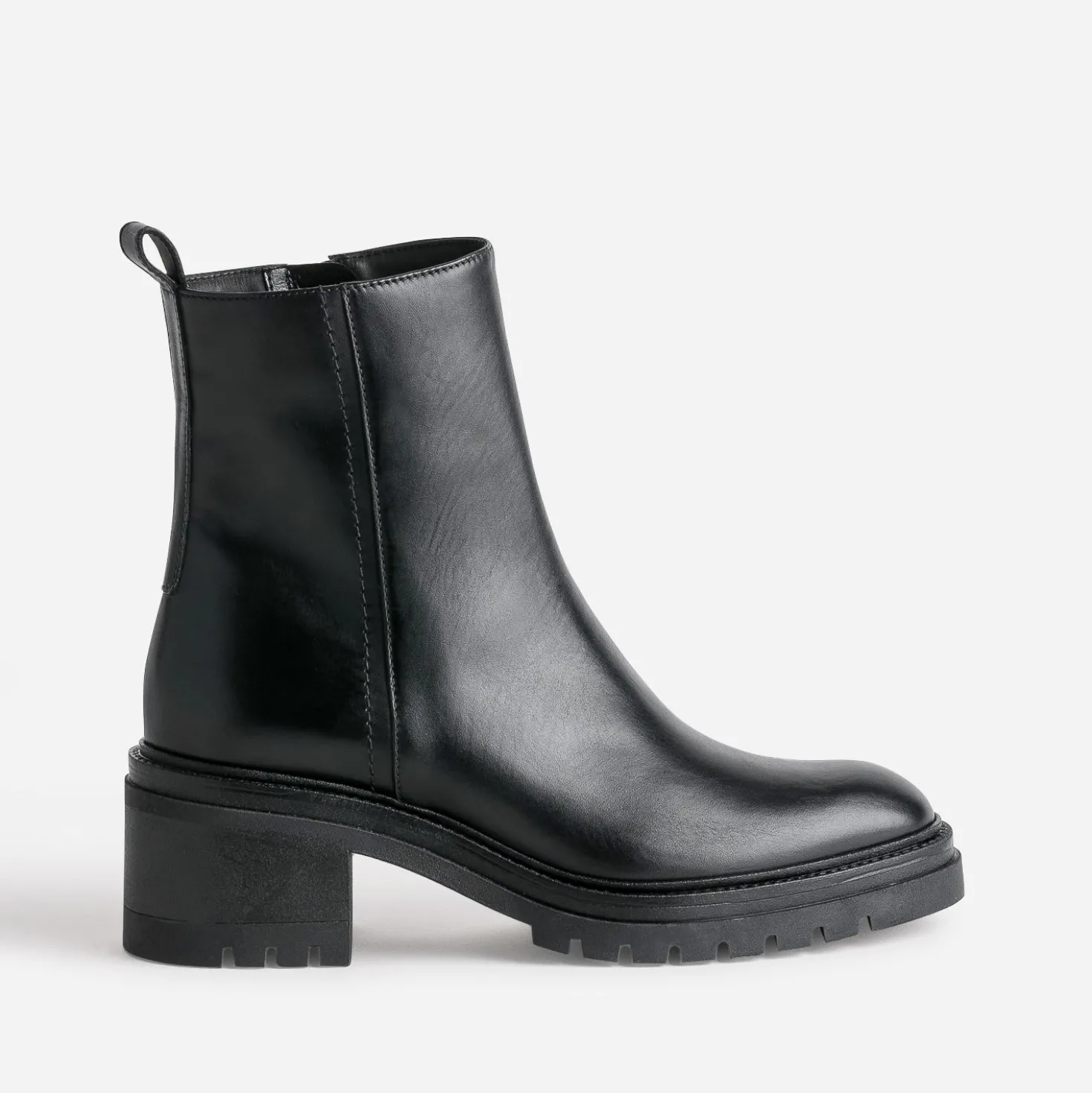Boots TEXTO noir en cuir semelle crantée