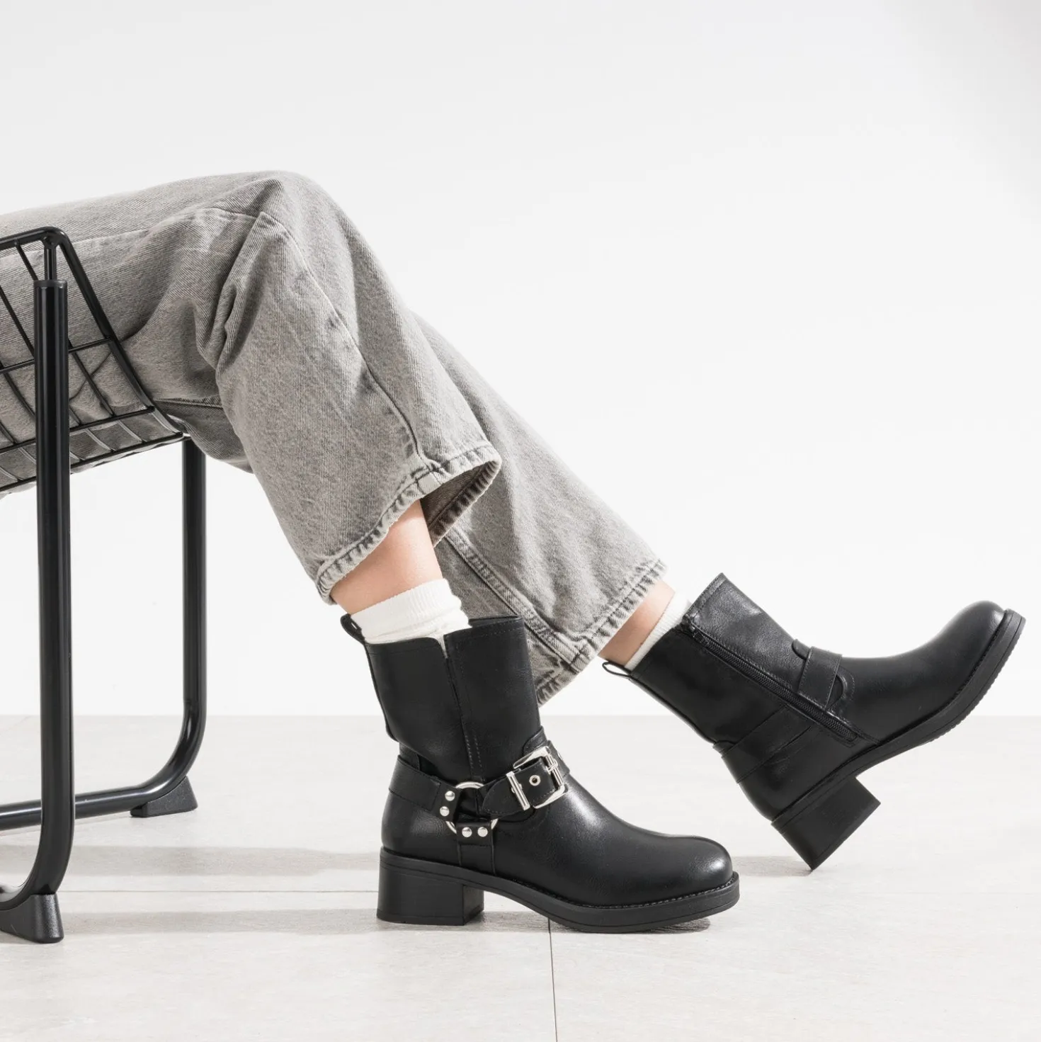 Boots TEXTO noir esprit motard