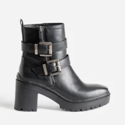 Boots TEXTO noir esprit motard à talon