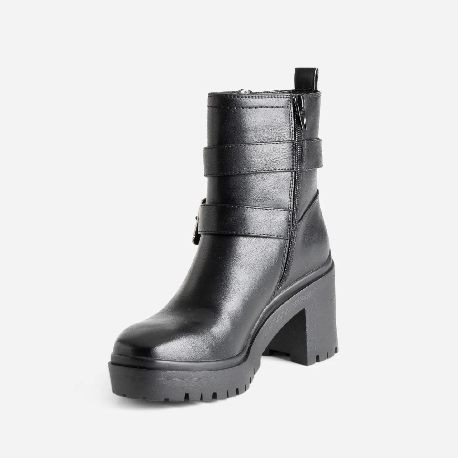 Boots TEXTO noir esprit motard à talon