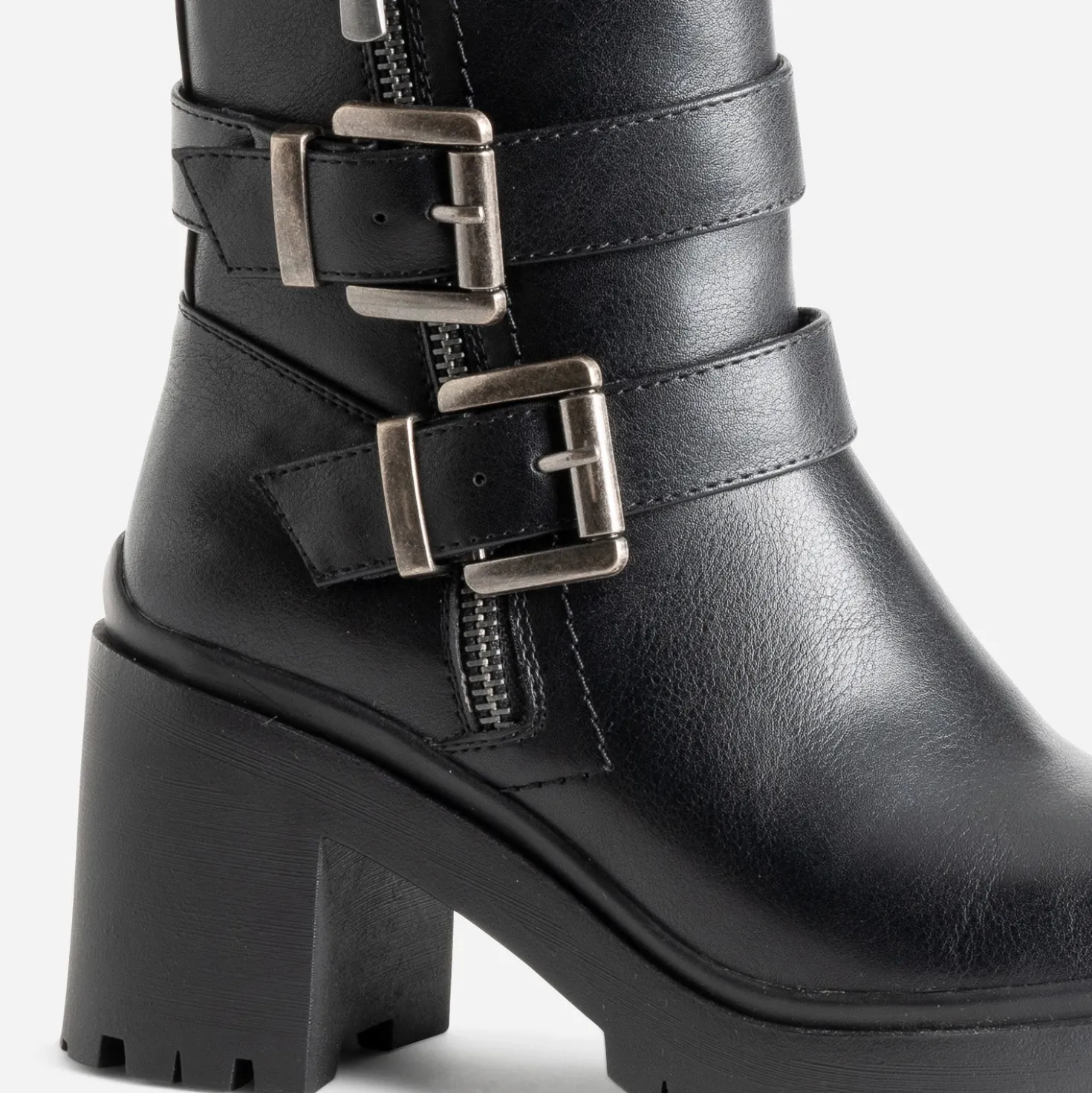Boots TEXTO noir esprit motard à talon