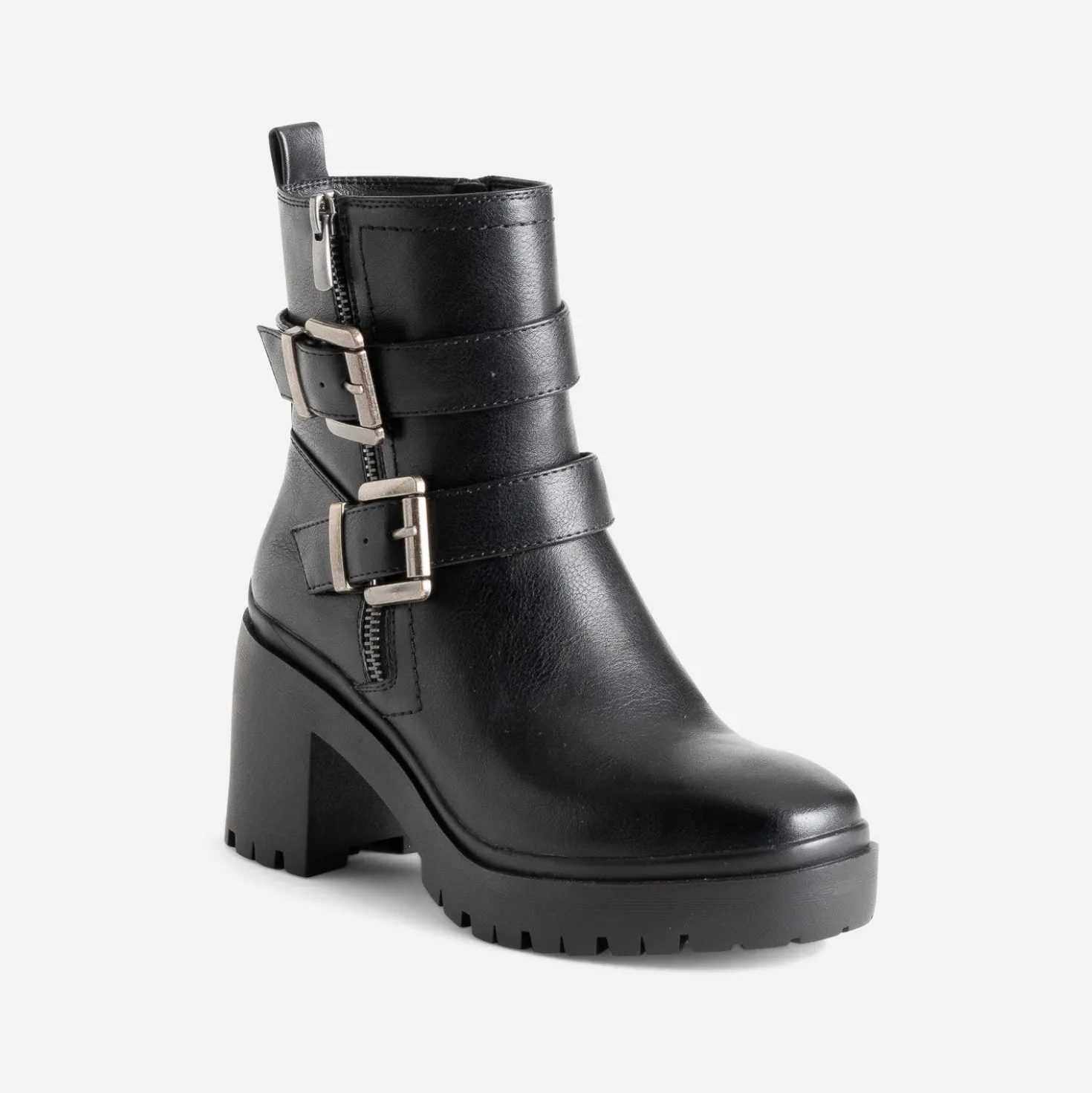 Boots TEXTO noir esprit motard à talon