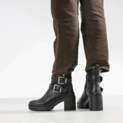 Boots TEXTO noir esprit motard à talon
