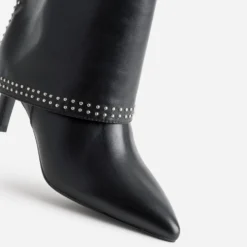 Boots TEXTO noir guêtre décor clous