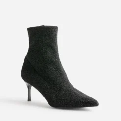 Boots TEXTO noir pailleté pointu à talon aiguille