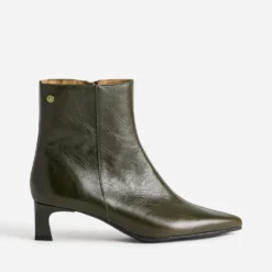 Boots vert cuir bout pointu