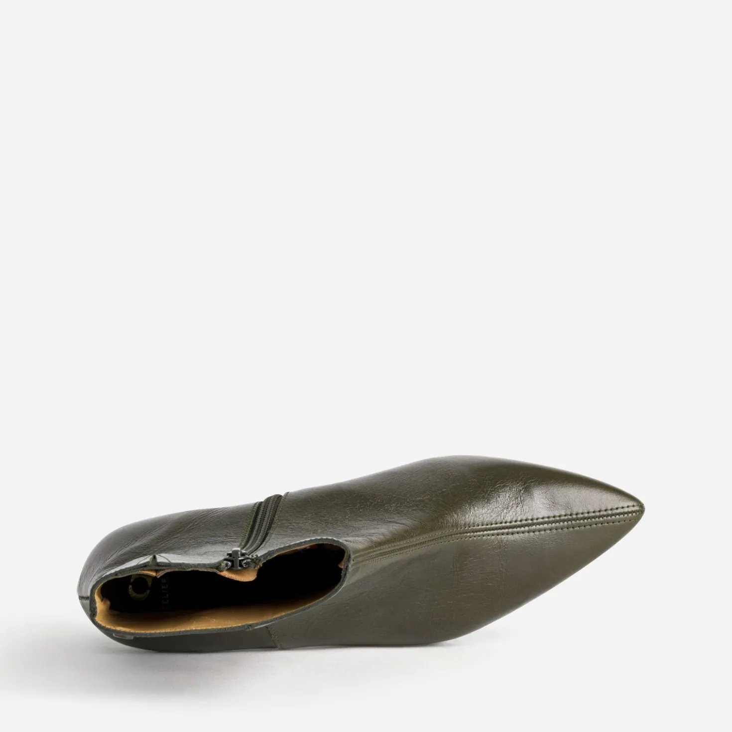 Boots vert cuir bout pointu