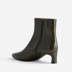 Boots vert cuir bout pointu