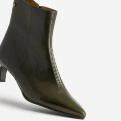 Boots vert cuir bout pointu