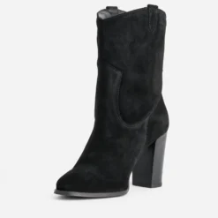 Boots western à talon noir cuir velours