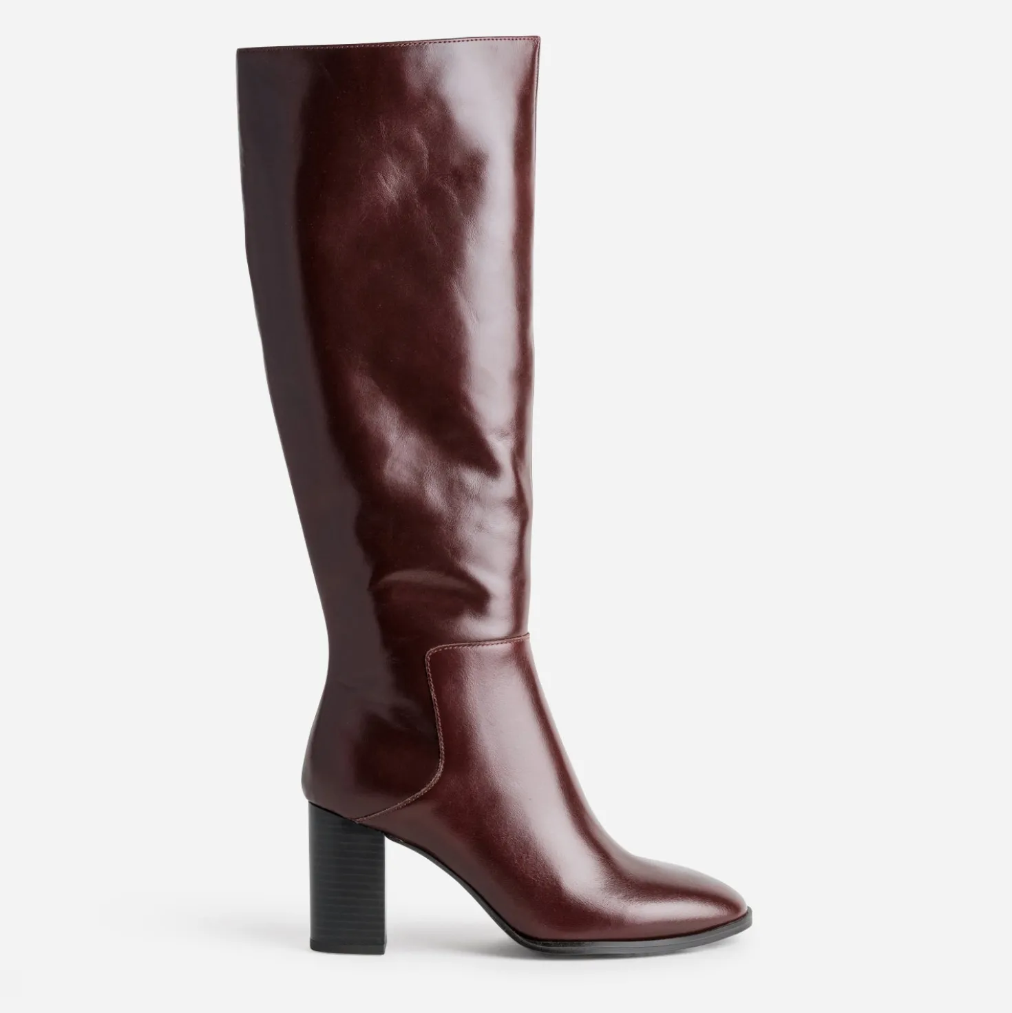 Botte bordeaux cuir à talon