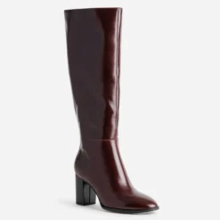 Botte bordeaux cuir à talon