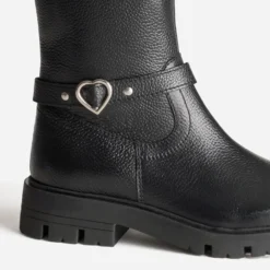 Botte BUGGY noire cuir bride coeur