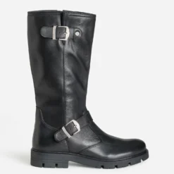 Botte BUGGY noire cuir esprit motard