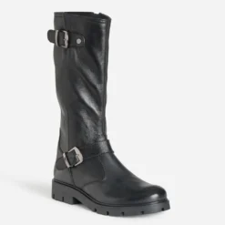 Botte BUGGY noire cuir esprit motard