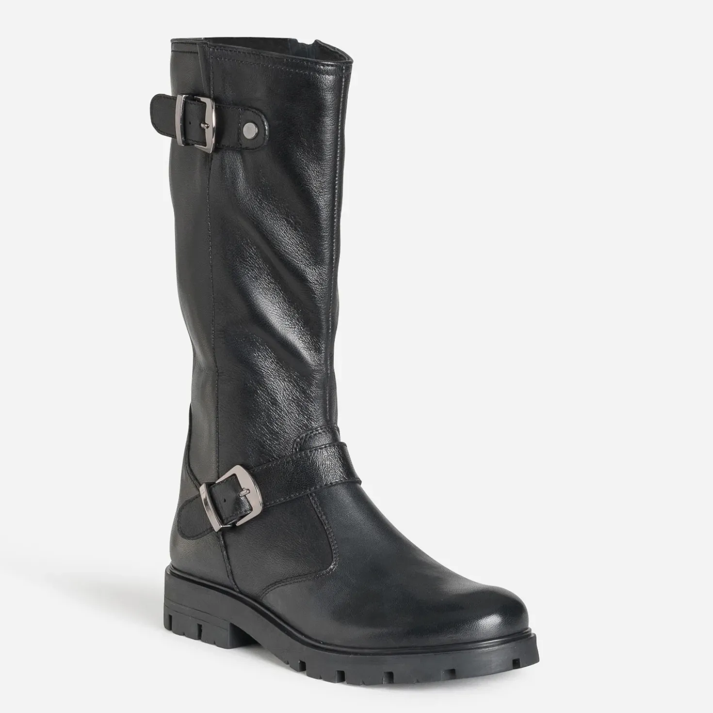 Botte BUGGY noire cuir esprit motard