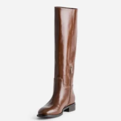 Botte cavalière camel cuir