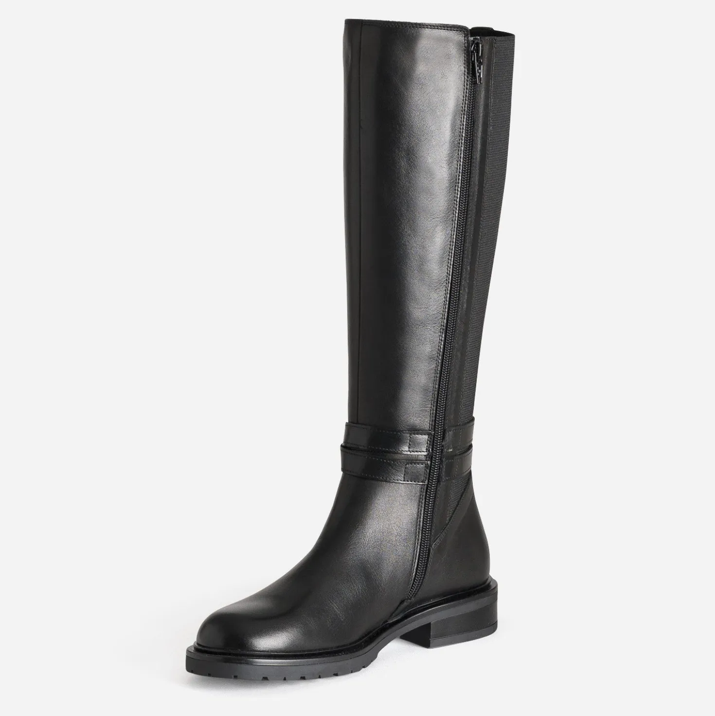 Botte cavalière noire cuir bi-matière