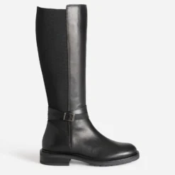 Botte cavalière noire cuir bi-matière