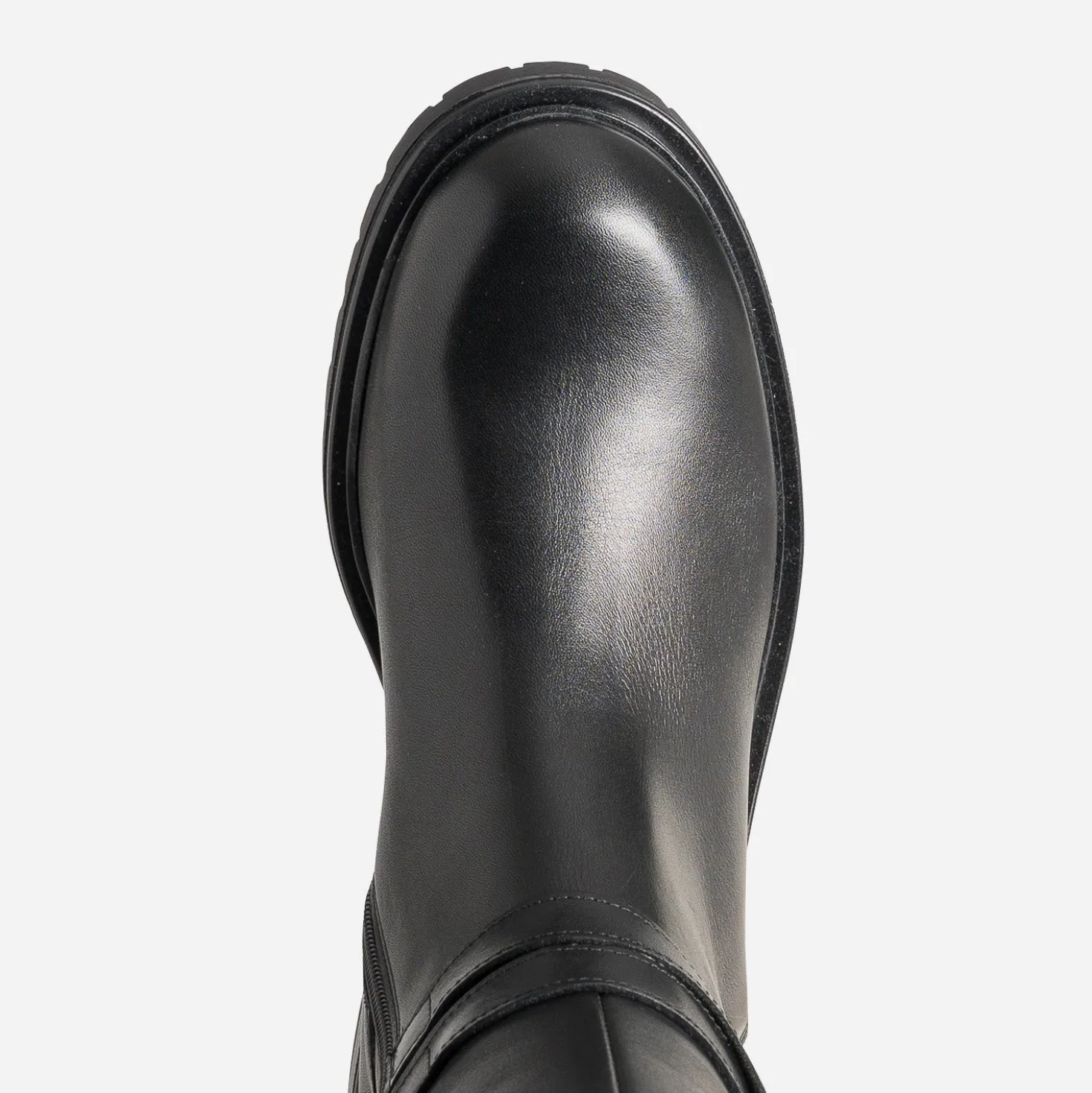 Botte cavalière noire cuir bi-matière