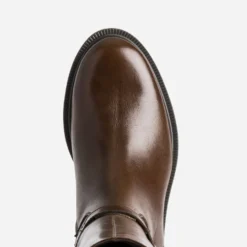 Botte cognac cuir pour mollet fin