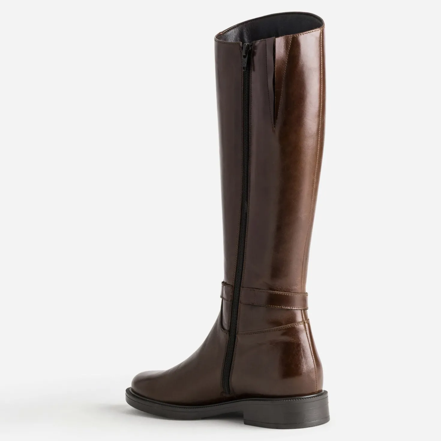 Botte cognac cuir pour mollet fin