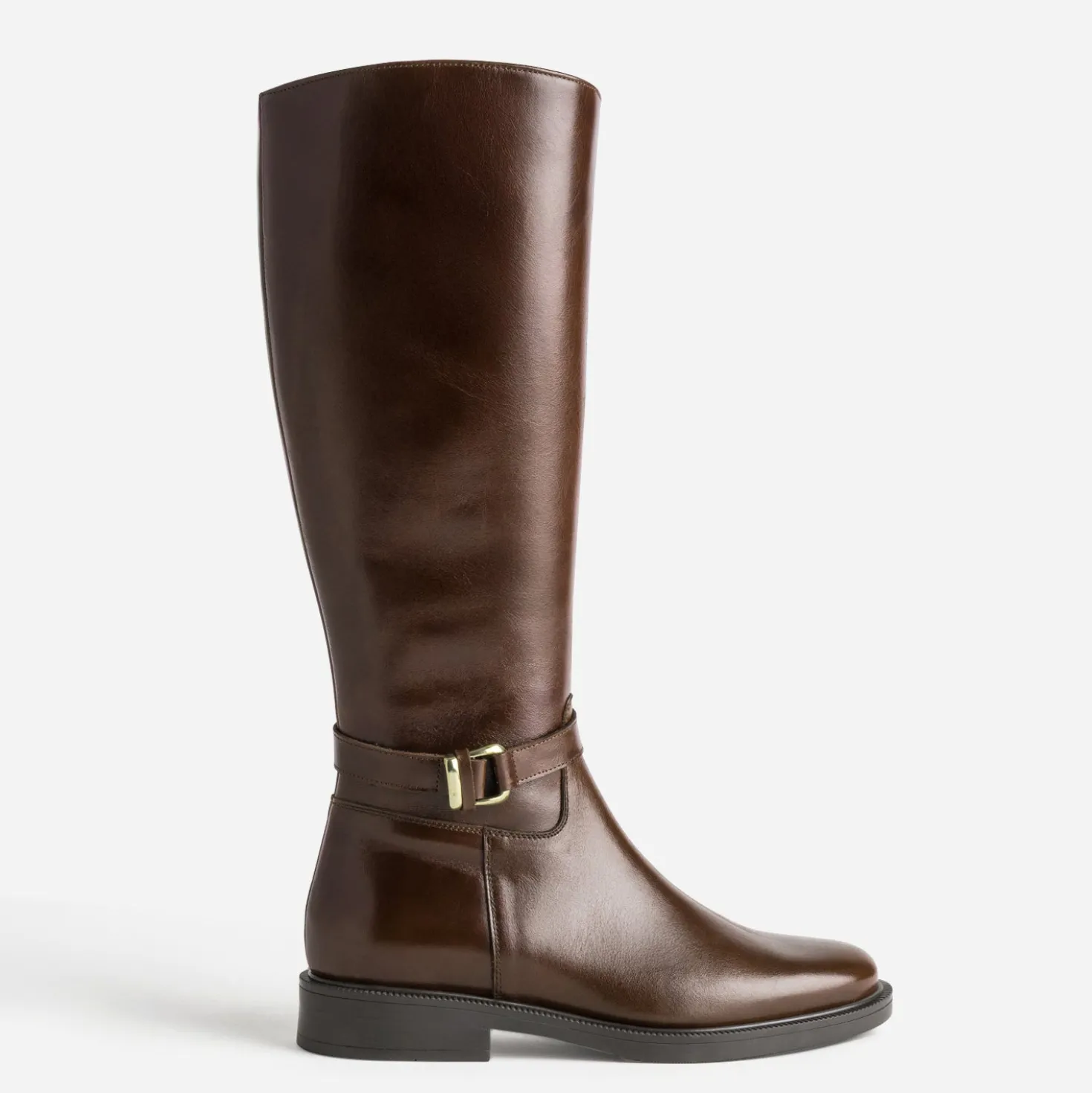 Botte cognac cuir pour mollet fin
