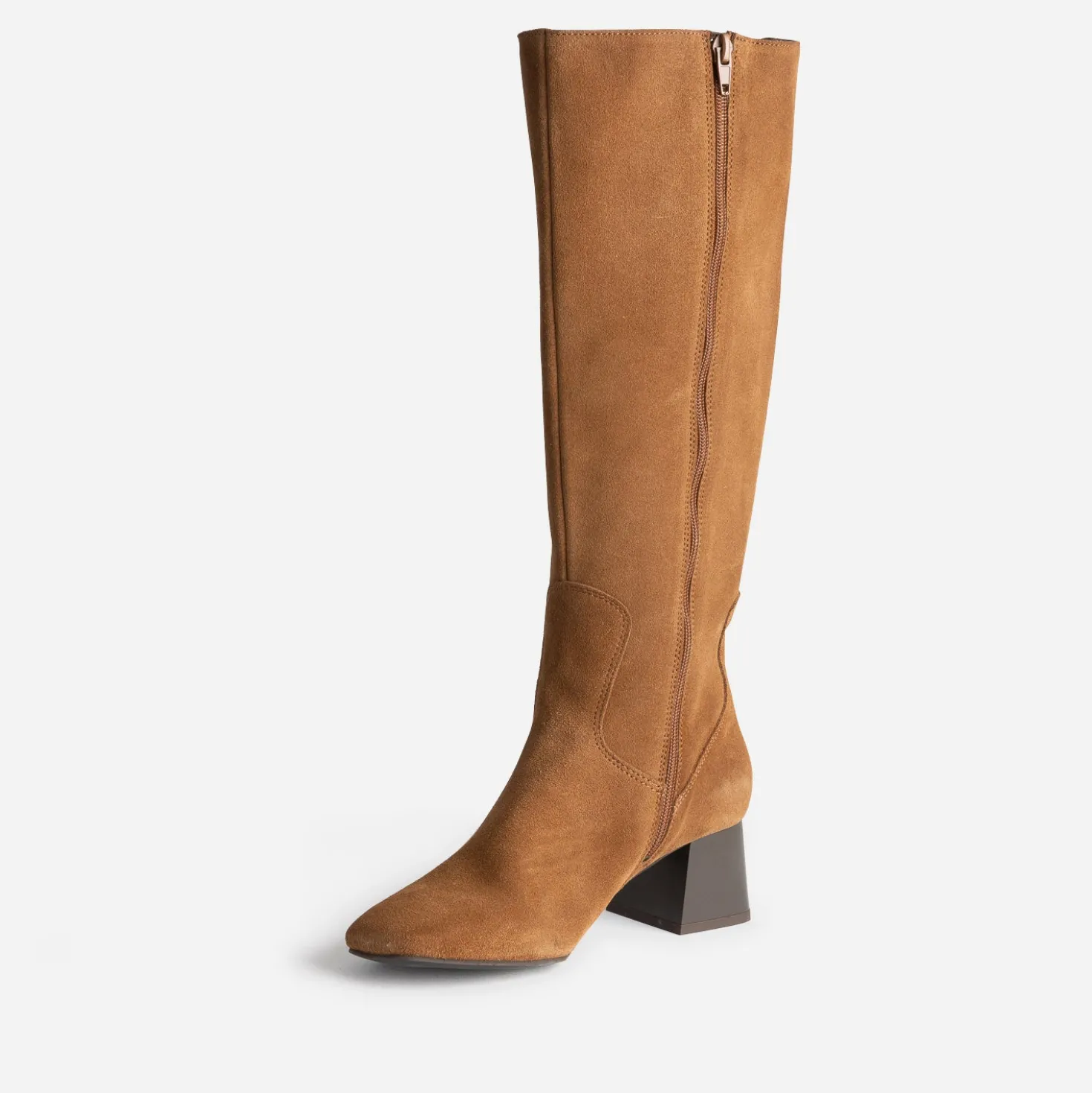 Botte cognac cuir velours souple
