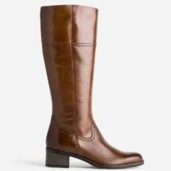 Botte cognac en cuir forme cavalière