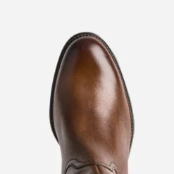 Botte cognac en cuir forme cavalière