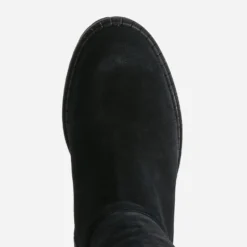 Botte esprit motard noire cuir velours