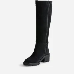 Botte esprit motard noire cuir velours