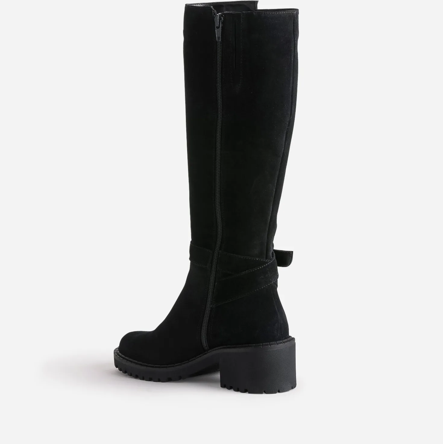 Botte esprit motard noire cuir velours