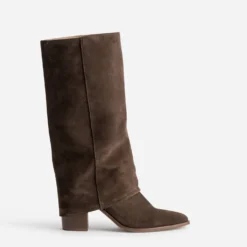Botte fourreau TEXTO marron cuir velours