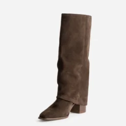Botte fourreau TEXTO marron cuir velours