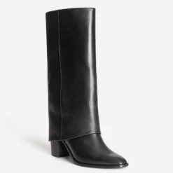 Botte fourreau TEXTO noire cuir à talon