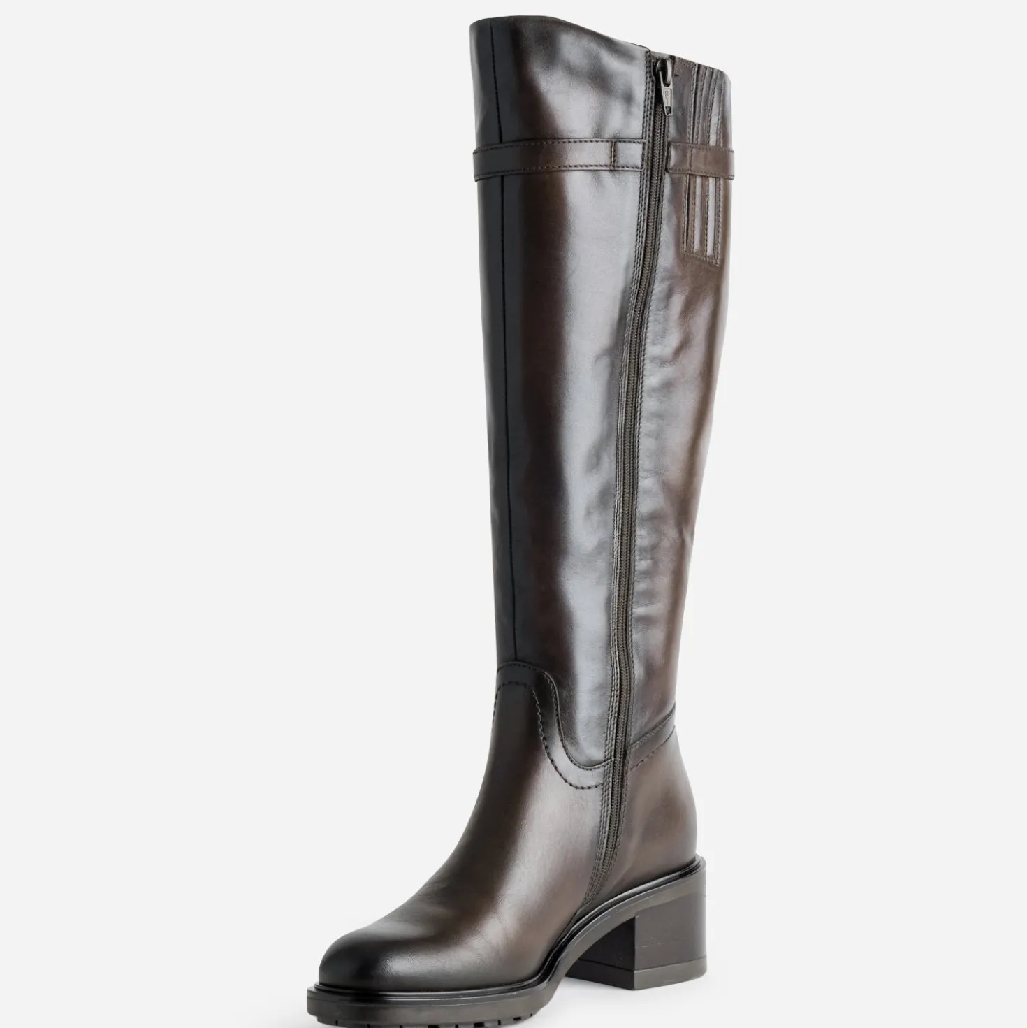 Botte marron cuir effet patiné