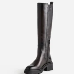 Botte marron cuir esprit motard