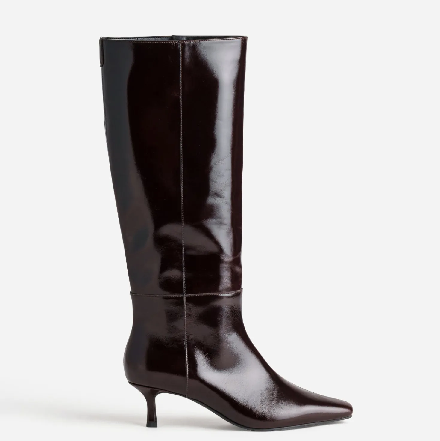 Botte marron cuir kitten-heel
