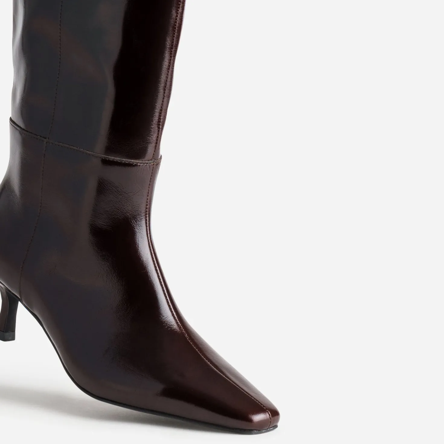 Botte marron cuir kitten-heel
