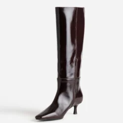 Botte marron cuir kitten-heel