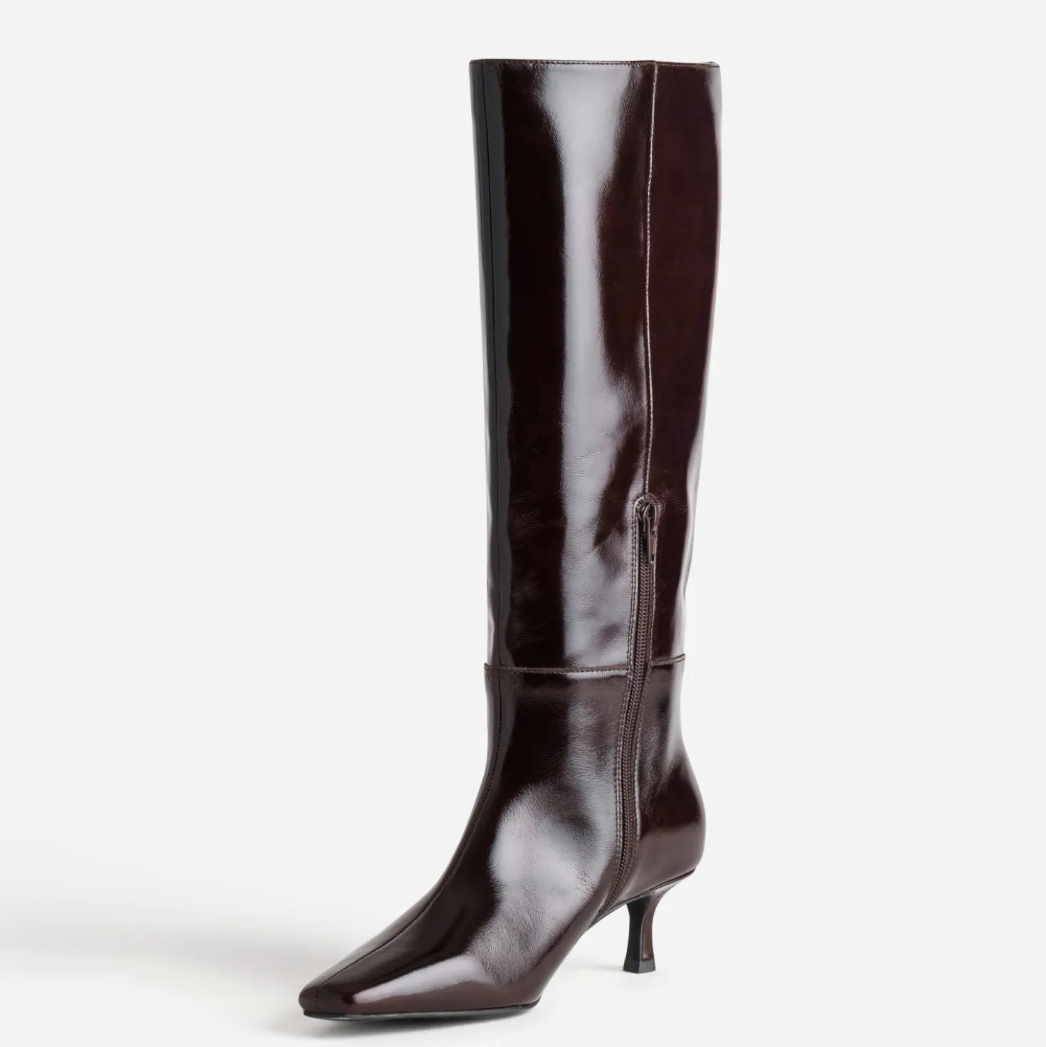 Botte marron cuir kitten-heel